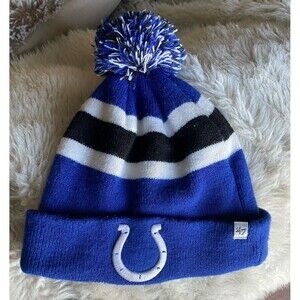 OFFICIAL NFL GEAR Indianapolis Colts 47 Brand Knit Pom Beanie Hat Youth
